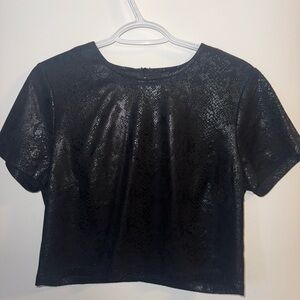 She + Sky Black Shimmer Crop Top